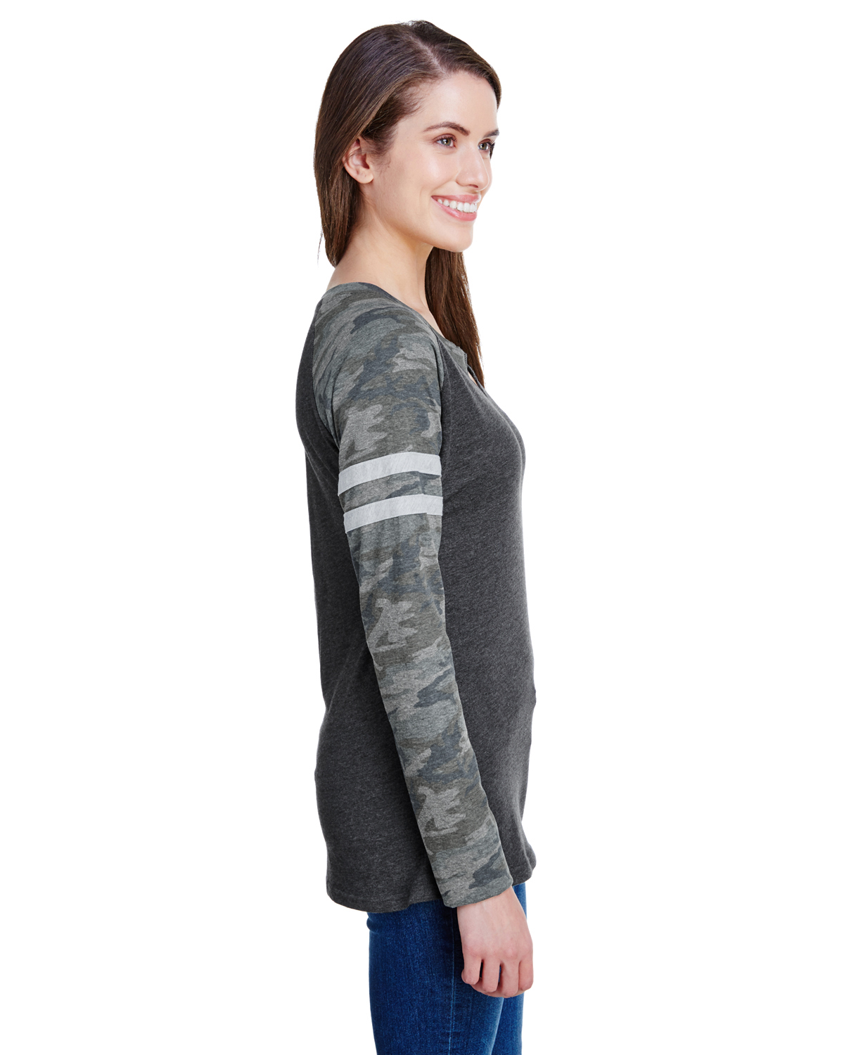 'LAT 3534 Ladies Gameday Mash Up Long Sleeve Fine Jersey T Shirt'