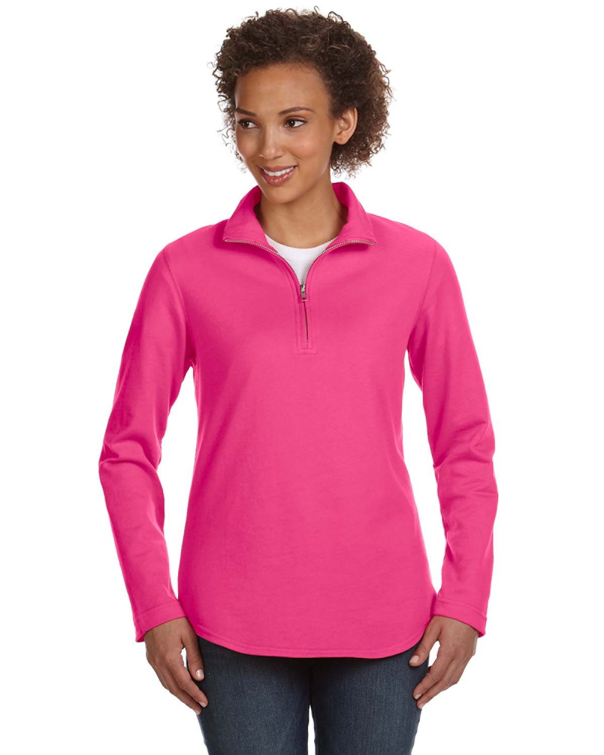 'LAT 3764 Ladies French Terry 1/4-Zip Pullover'