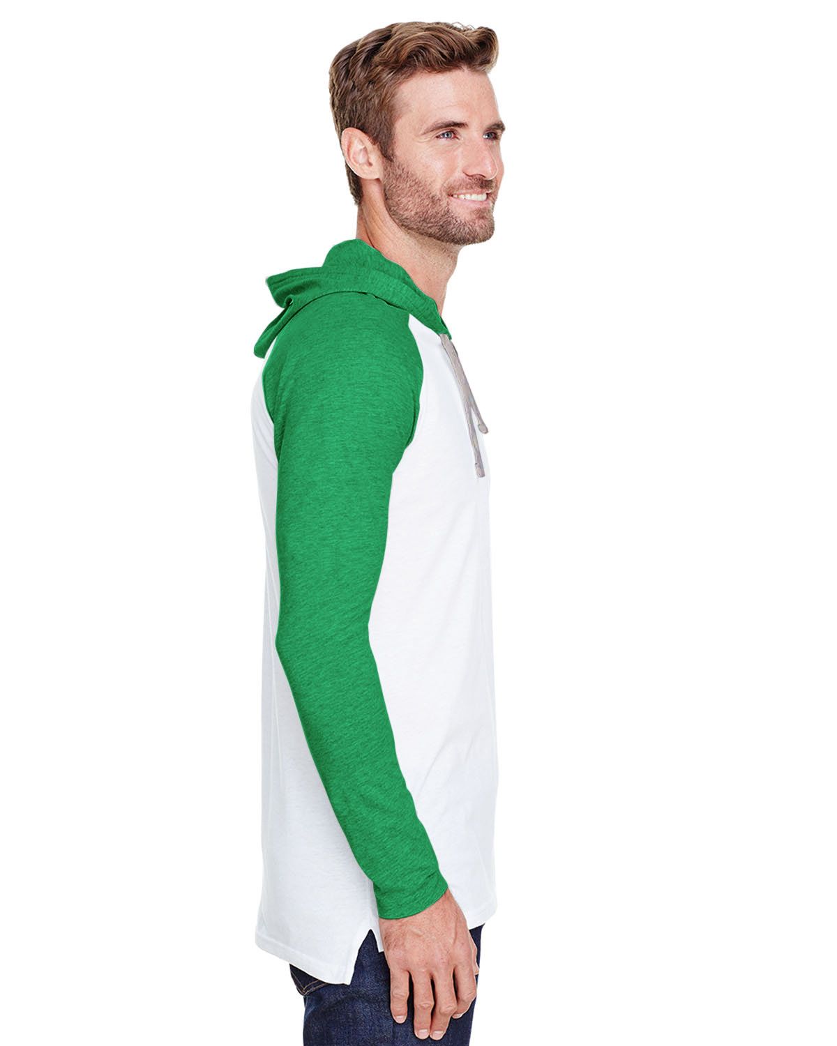 'LAT 6917 Men's Hooded Raglan Long Sleeve Fine Jersey T Shirt'