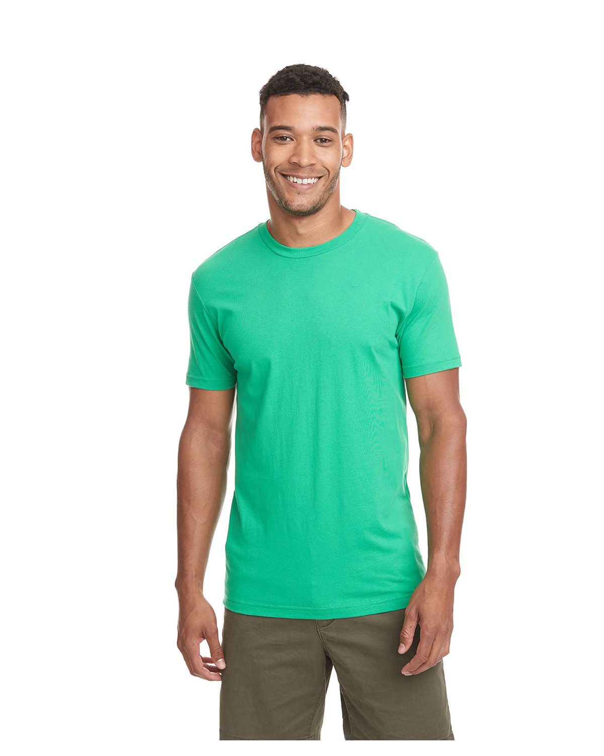 Light Green V-Shape Plain Cotton Men T-shirt Only in 99