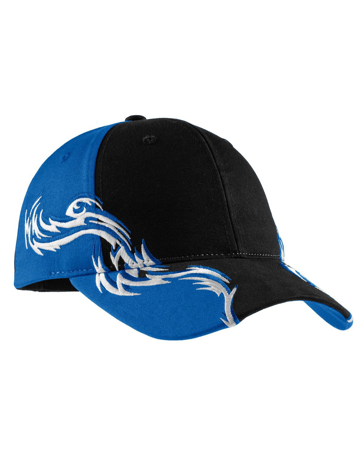 'Port Authority C859 Adult Racing Cap with Red and White Flames'