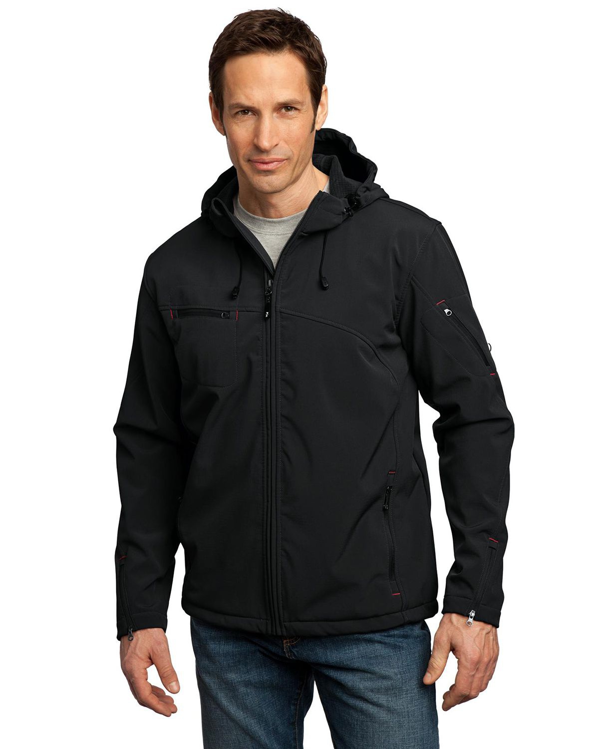 'Port Authority J706 Textured Hooded Soft Shell Jacket'