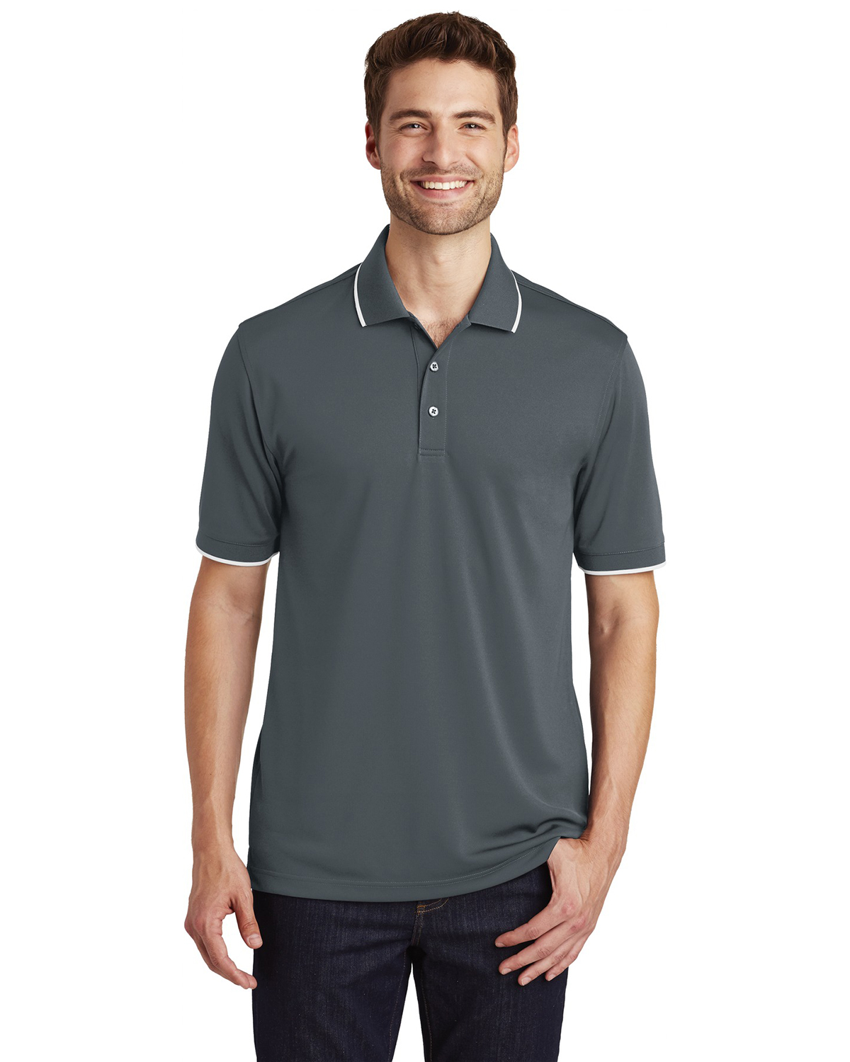 'Port Authority K111 Men's Dry Zone UV Micro-Mesh Tipped Polo'