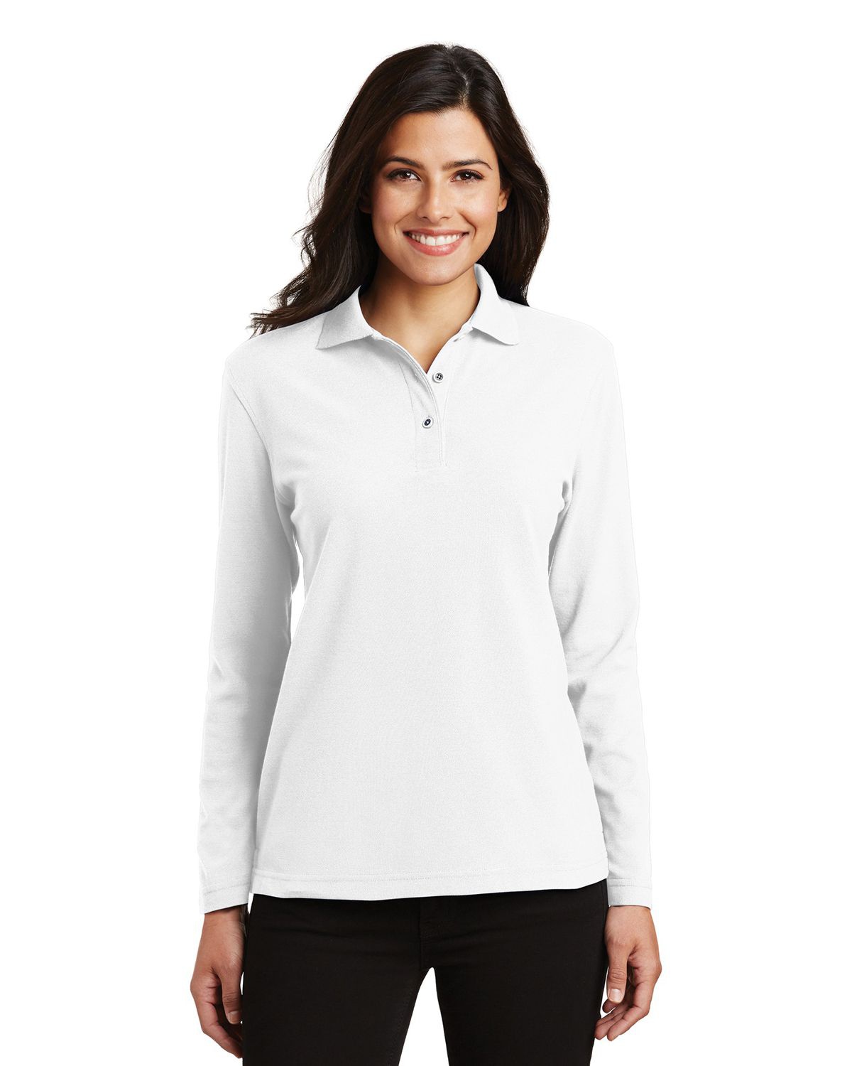 'Port Authority L500LS Ladies Silk Touch Long Sleeve Sport Shirt'