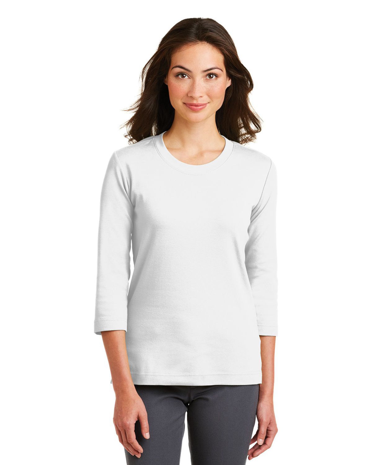 'Port Authority L517 Ladies Modern Stretch Cotton 3/4-Sleeve Scoop Neck Shirt'
