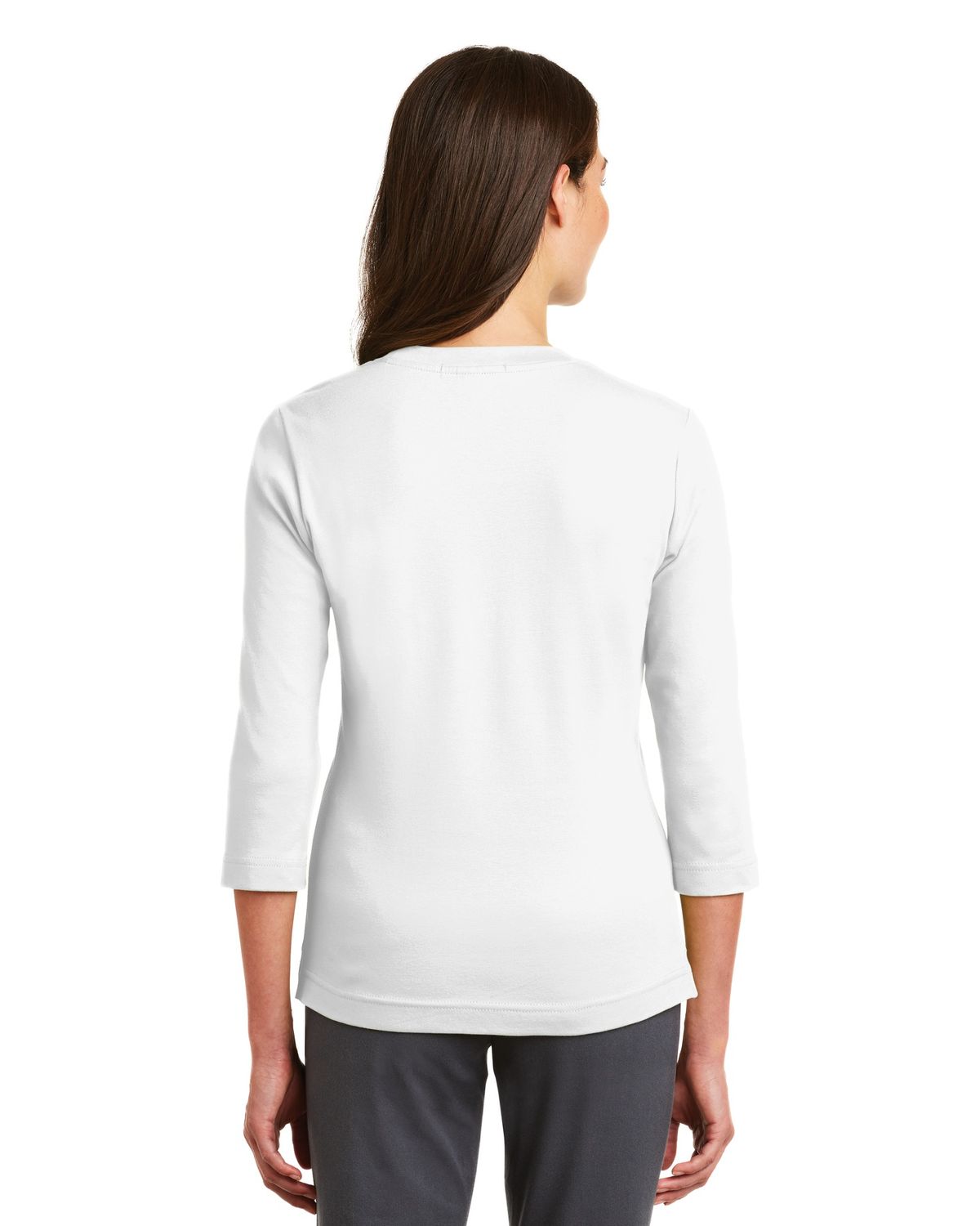 'Port Authority L517 Ladies Modern Stretch Cotton 3/4-Sleeve Scoop Neck Shirt'