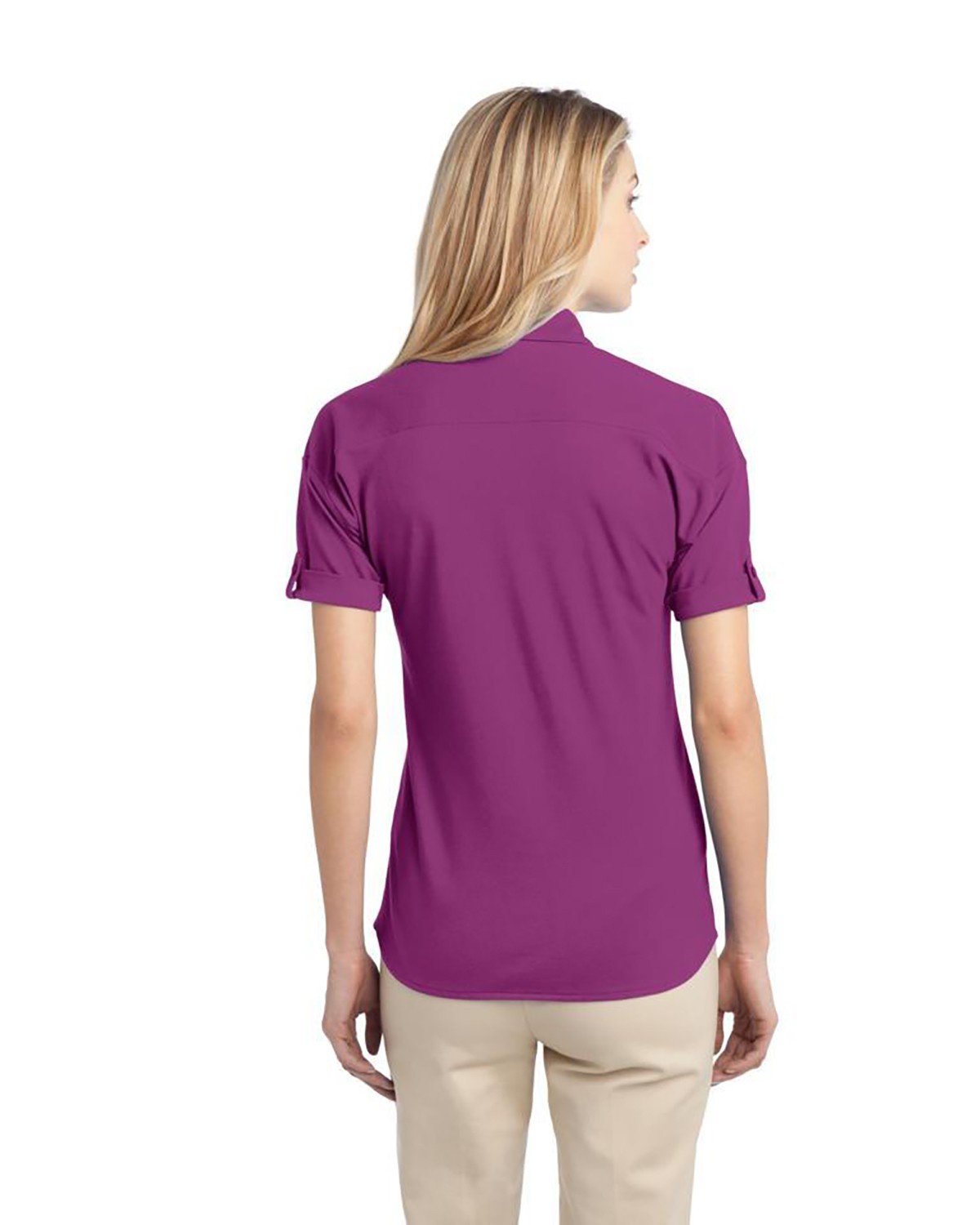 'Port Authority L556 Ladies Stretch Pique Button-Front Shirt'