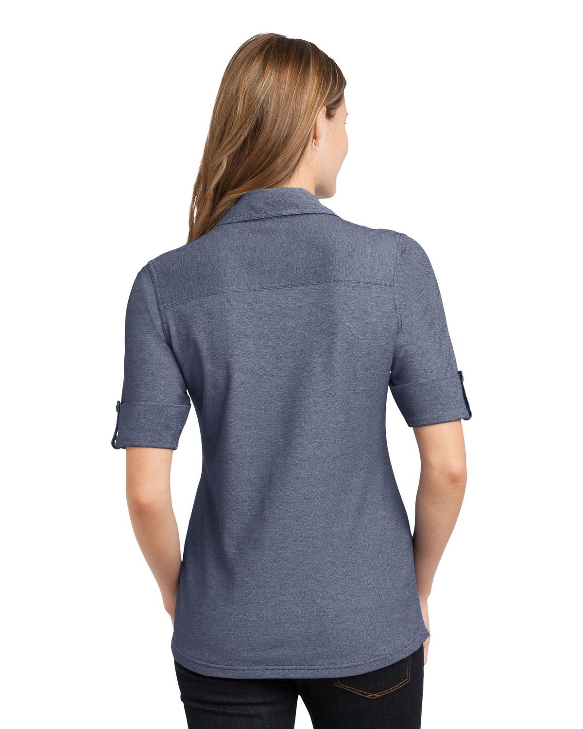 'Port Authority L557 Ladies' Oxford Pique Double Pocket Polo'