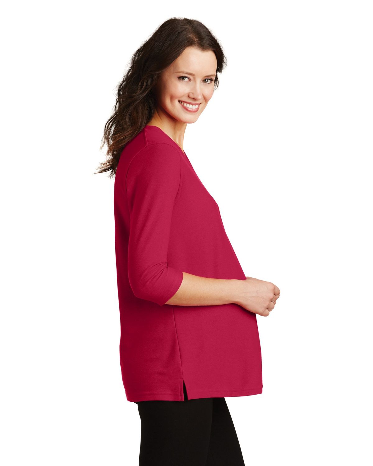 'Port Authority L561M Ladies Silk Touch Maternity 3/4-Sleeve V-Neck Shirt'