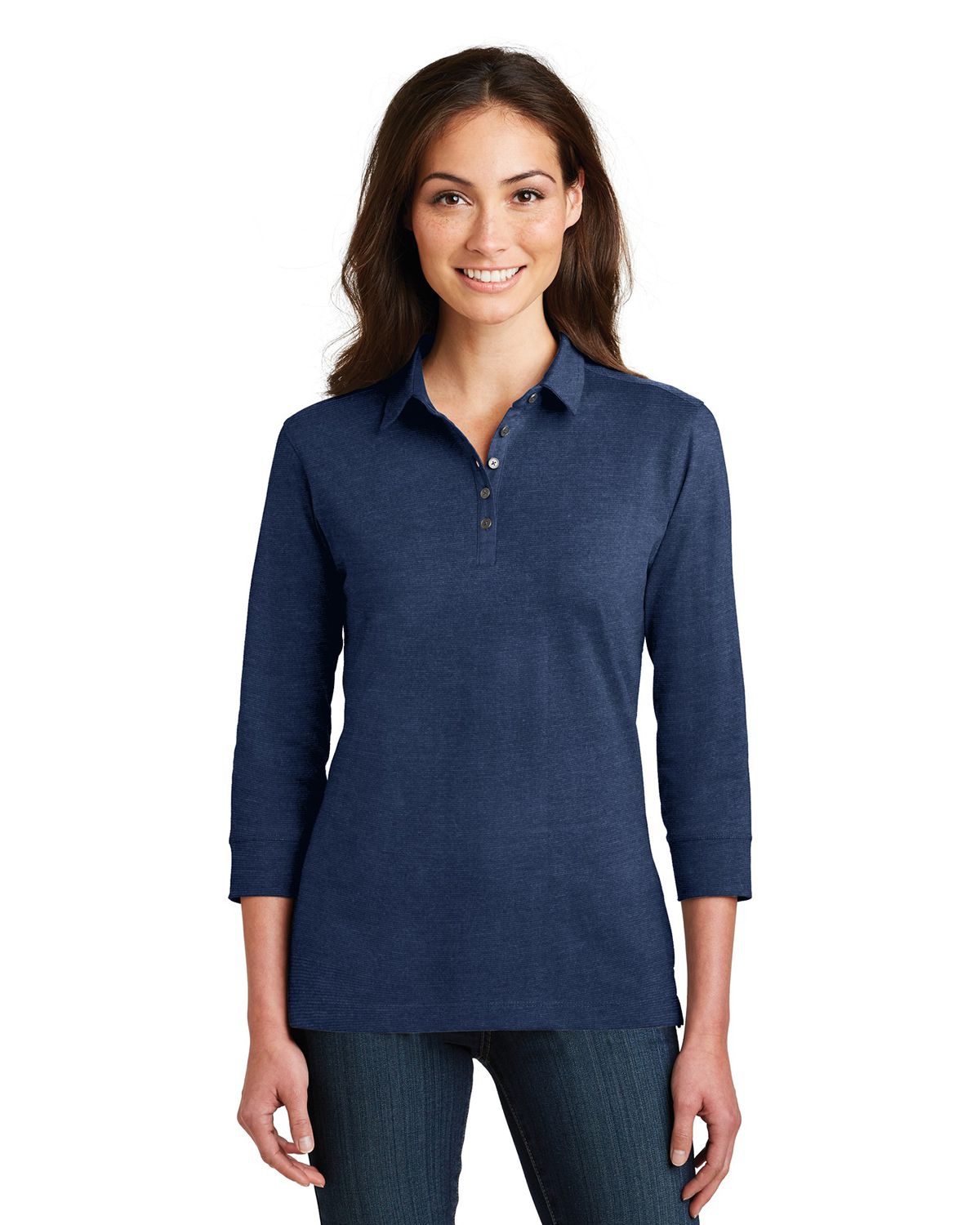 Port Authority L578 Ladies 3/4-Sleeve Meridian Cotton Blend Polo Shirt ...