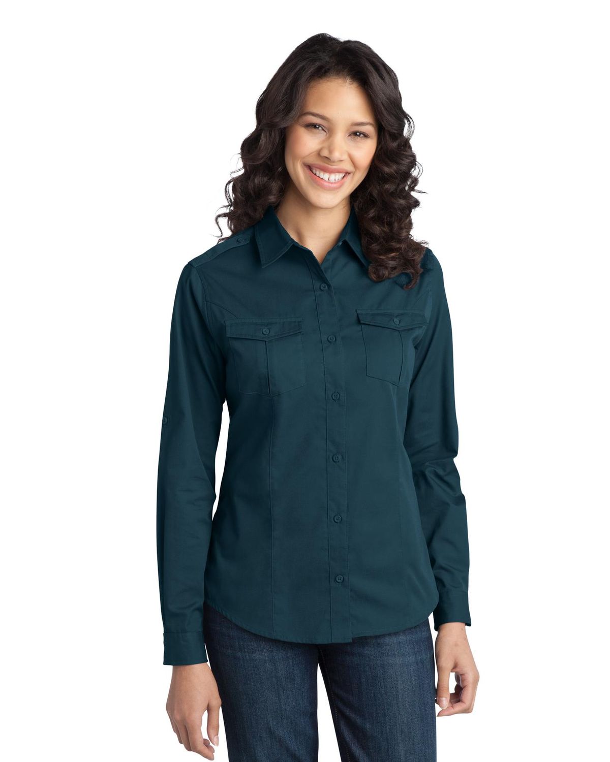 'Port Authority L649 Ladies' Stain-Resistant Roll Sleeve Twill Shirt'