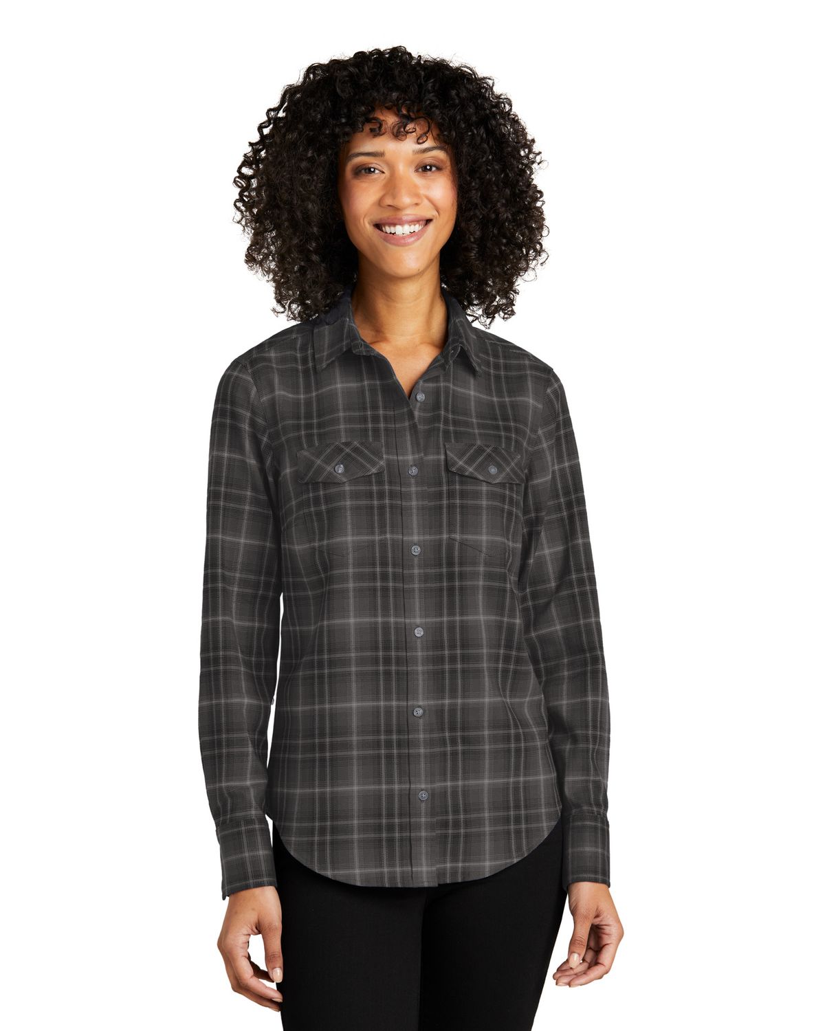 'Port Authority LW672 Ladies' Long Sleeve Ombre Plaid Shirt'