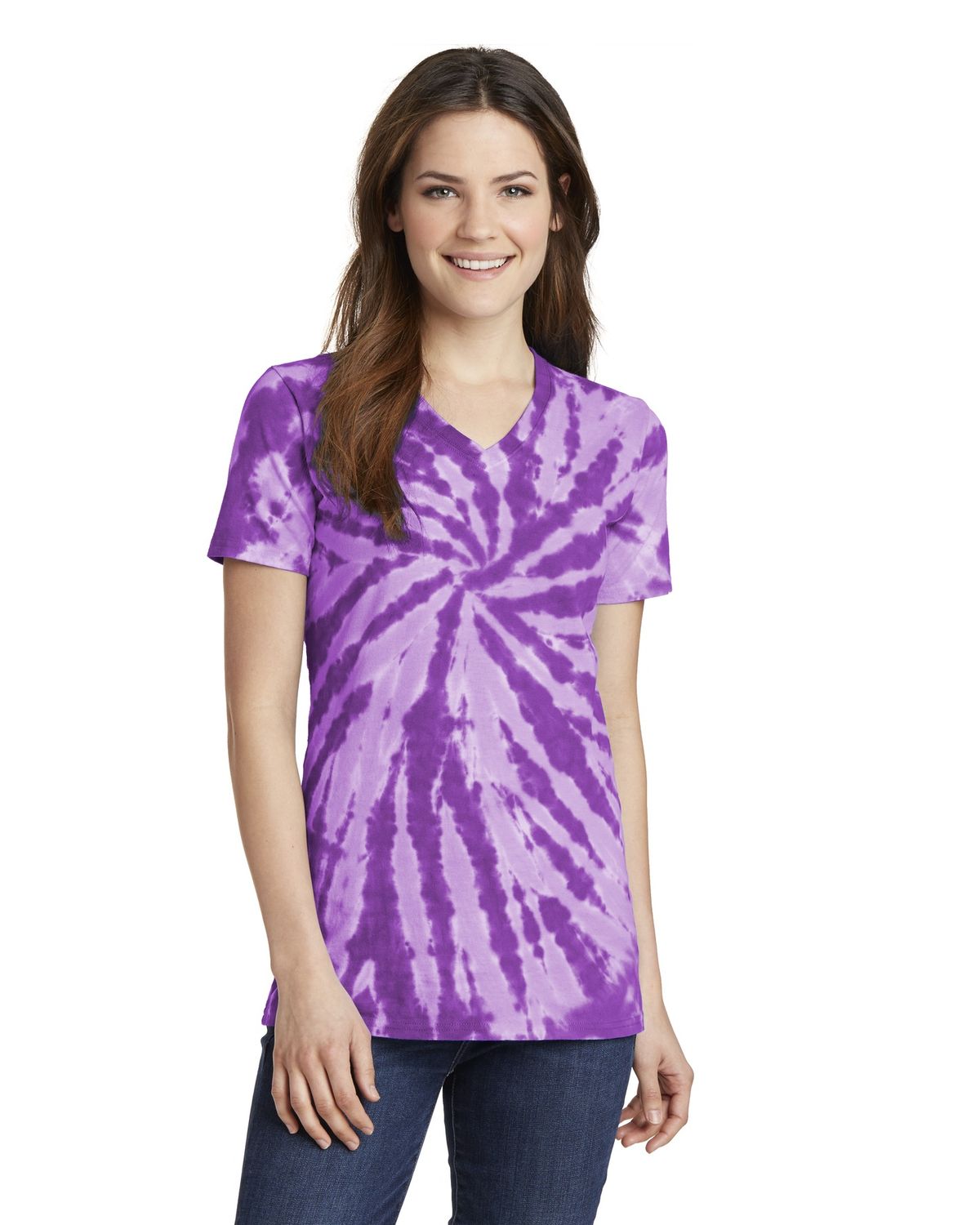 'Port & Company LPC147V Women's Essential Tie-Dye V-Neck Tee'