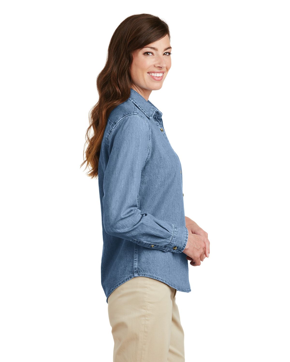 'Port & Company LSP10 Women’s Long Sleeve Value Denim Shirt'