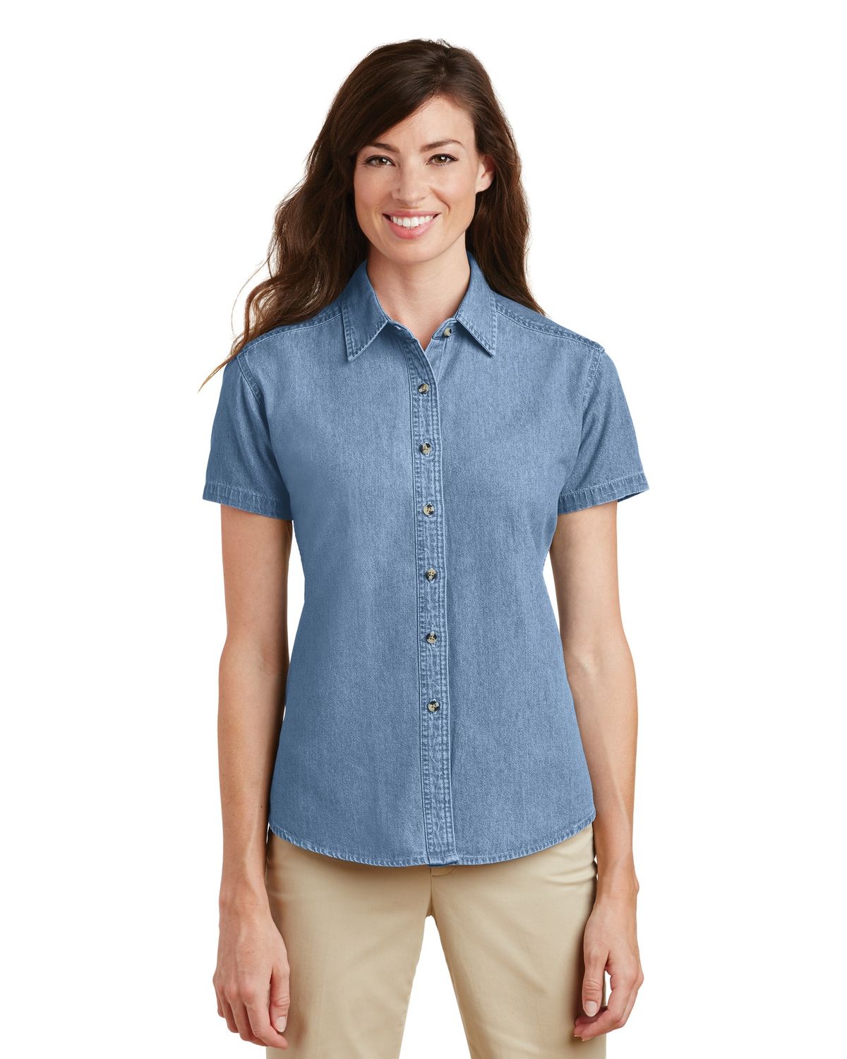 'Port & Company LSP11 Women’s Short Sleeve Value Denim Shirt'