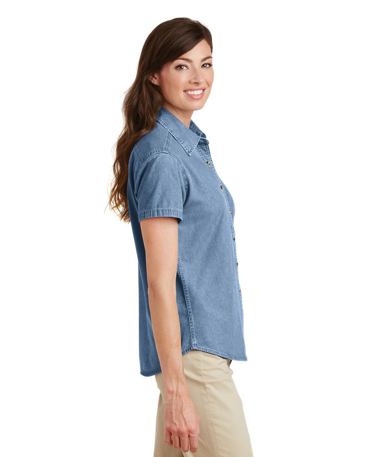 'Port & Company LSP11 Women’s Short Sleeve Value Denim Shirt'