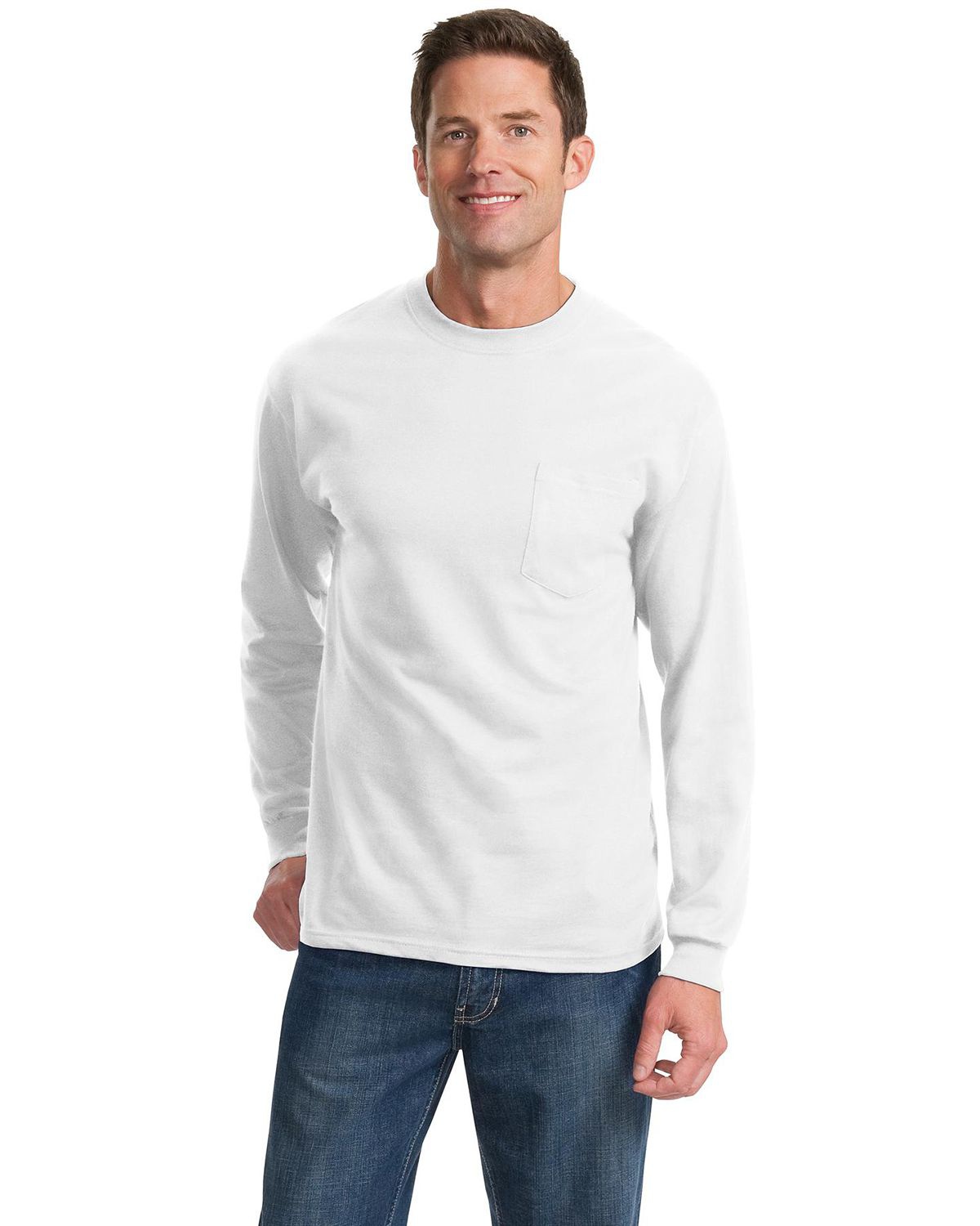Port & Company PC61LSPT Tall Long Sleeve Essential Pocket Tee-Veetrends.com