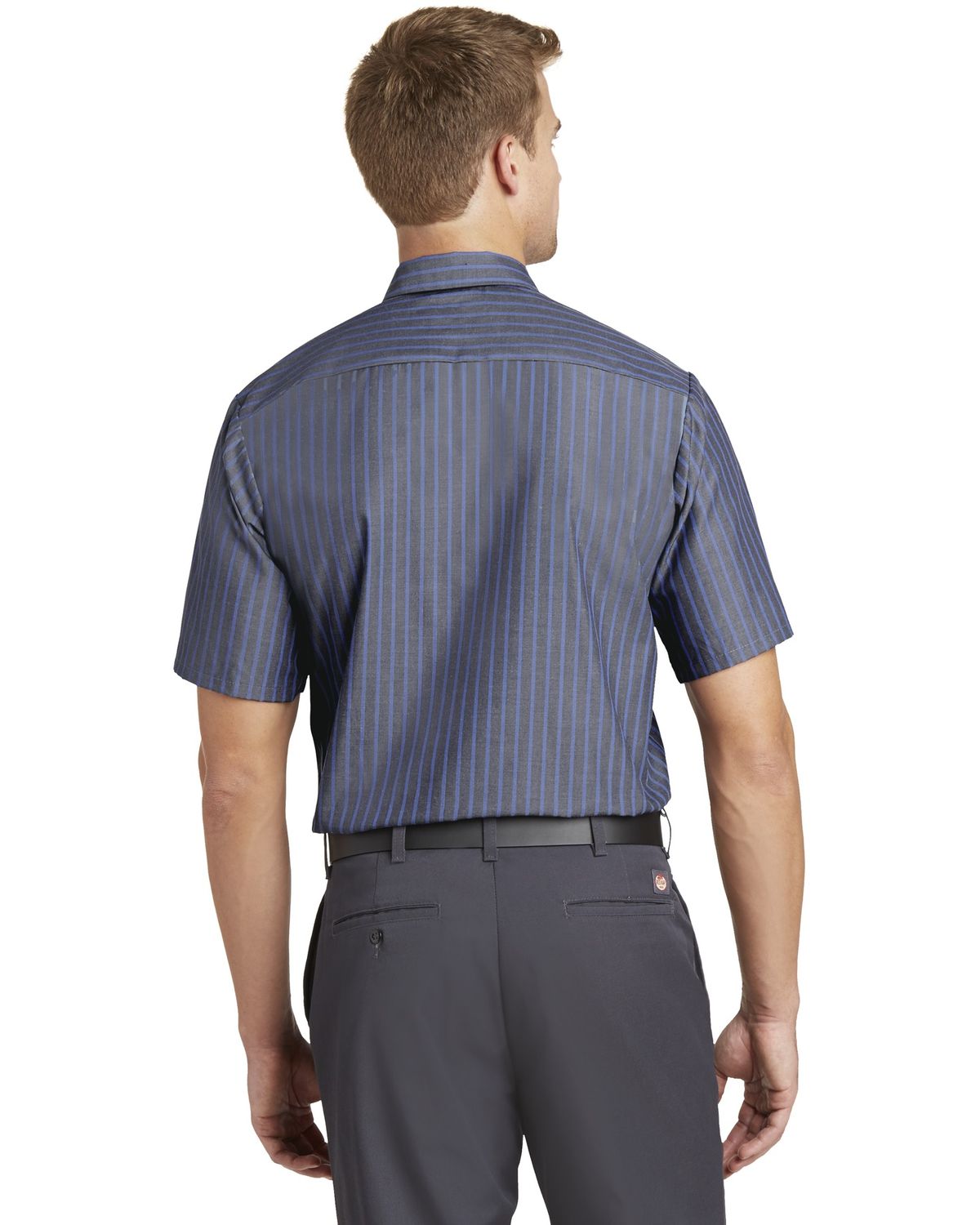 'Red Kap CS20 Short Sleeve Striped Industrial Work Shirt.'