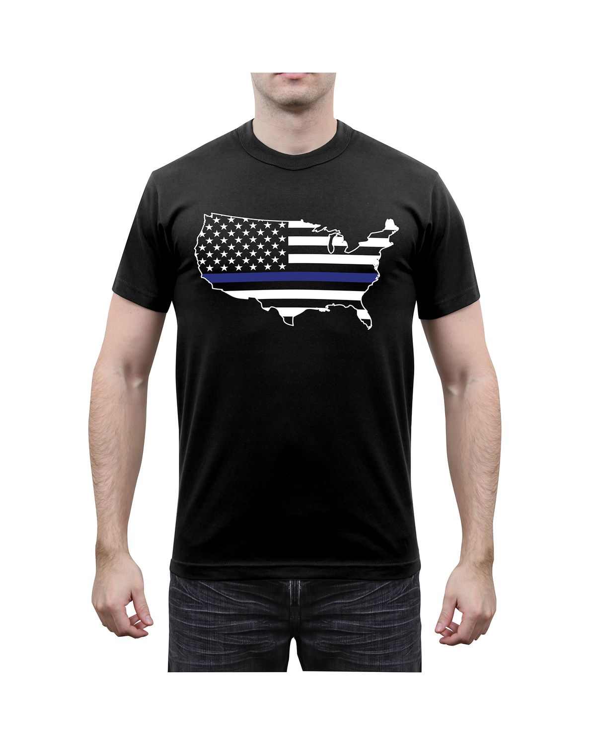 'Rothco 1851  Thin Blue Line America Map T-Shirt'