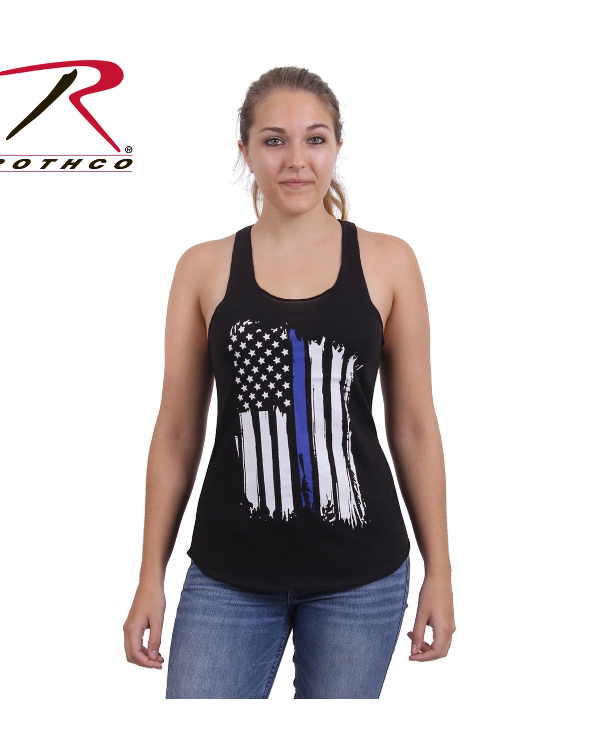 'Rothco 44770 Women Thin Blue Line Flag Racerback Tank Top'