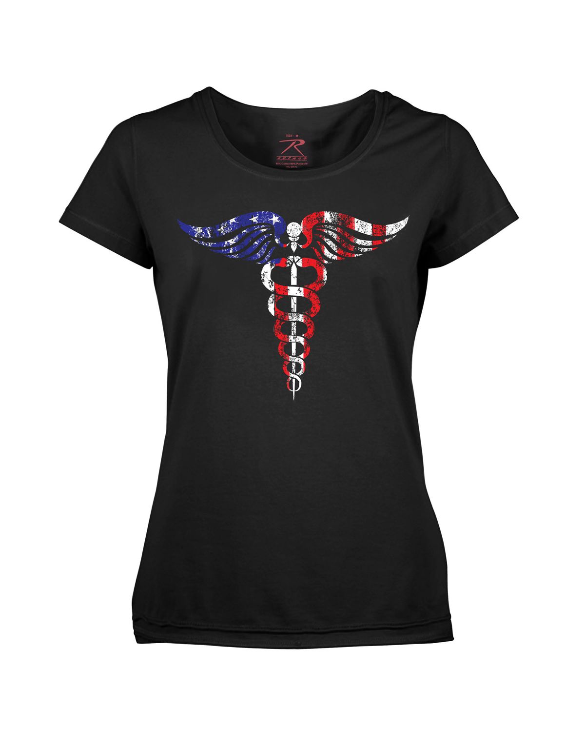 Rothco 5972 Rothco womens medical symbol (caduceus) long length t-shirt -  black