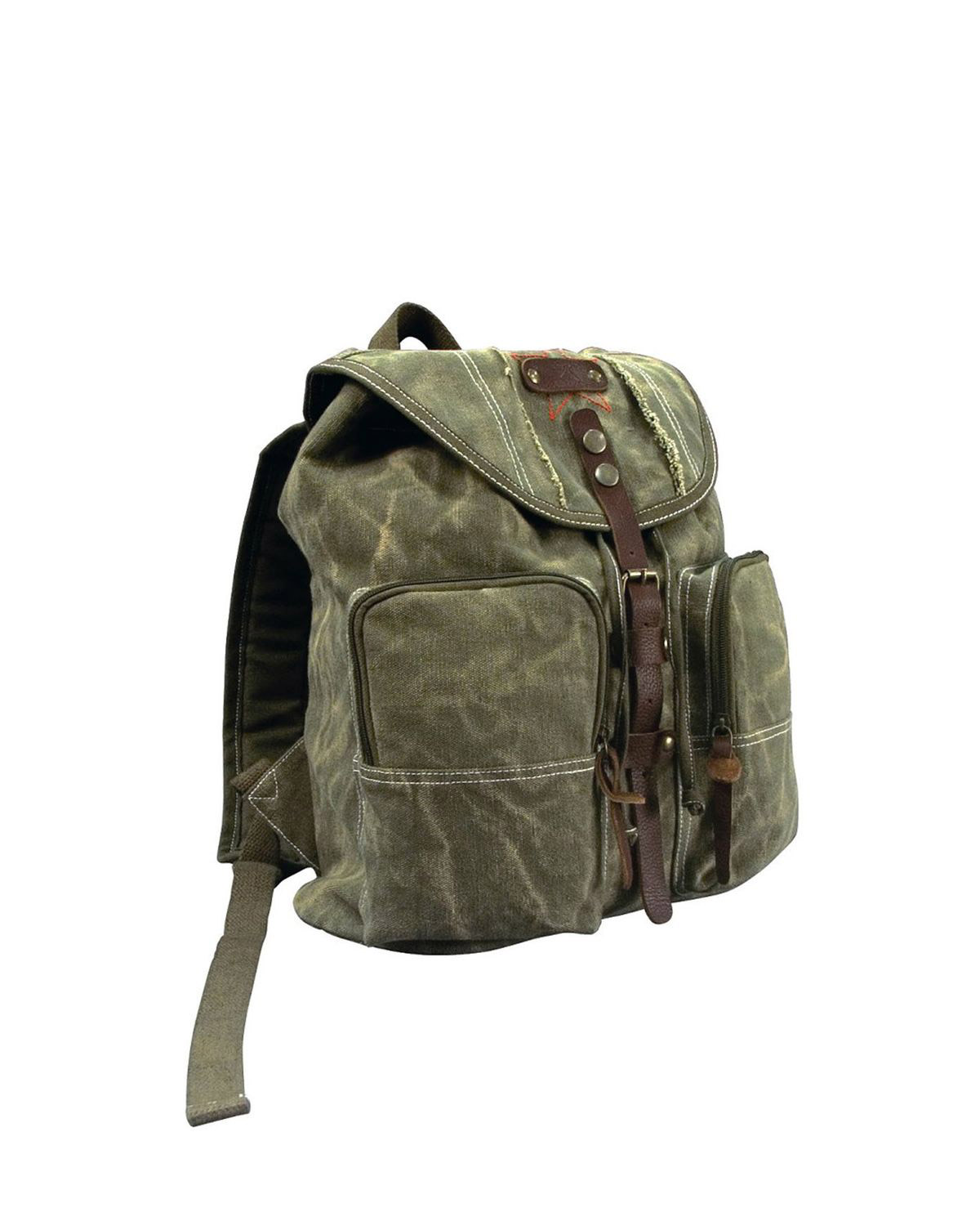 'Rothco 9168  Stone Washed Canvas Backpack with Leather Accents'