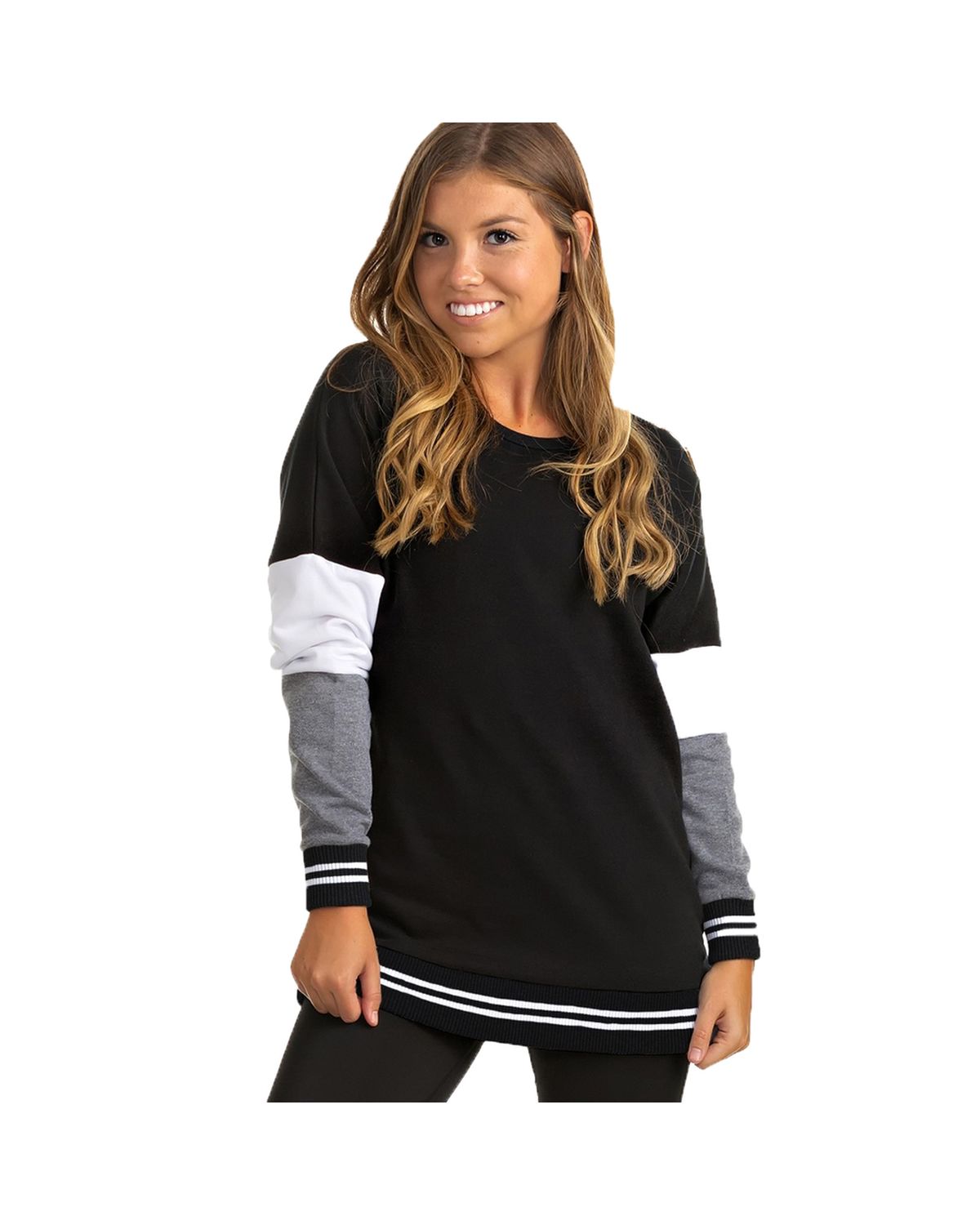 'Soffe 7429V Women's Squad Colorblock Crew'