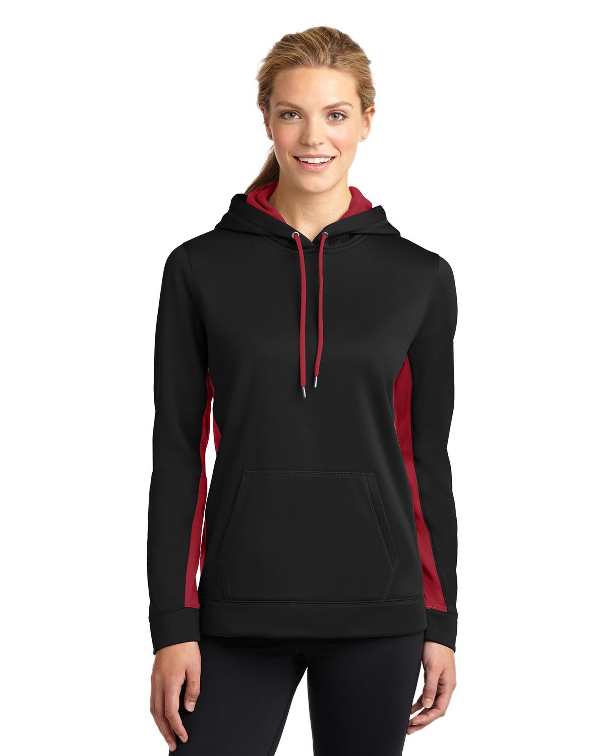 'Sport Tek LST235 Ladies' Sport-Wick Fleece Colorblock Hooded Pullover'