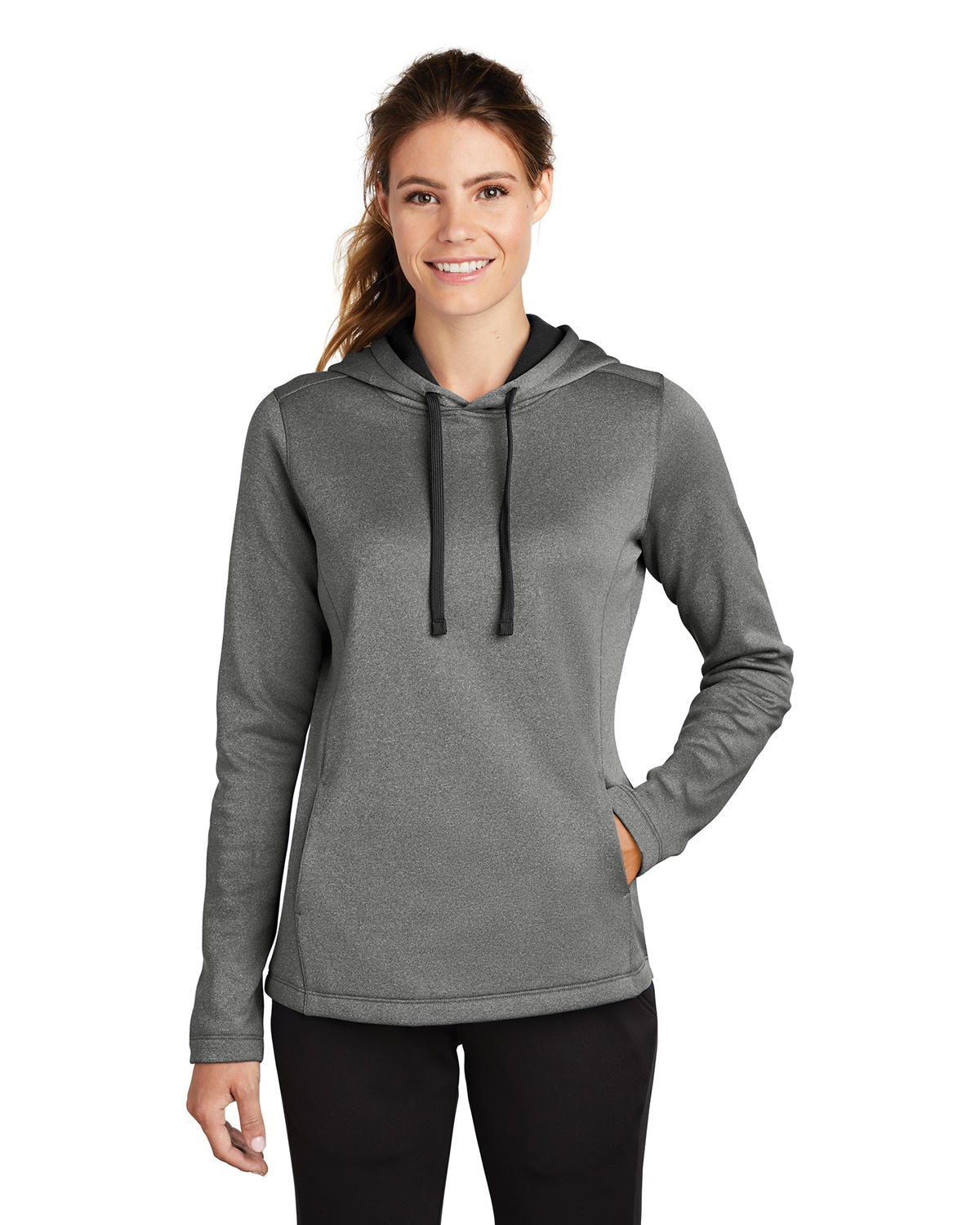 'Sport-Tek LST264 Ladies PosiCharge SportWick Heather Fleece Hooded Pullover'