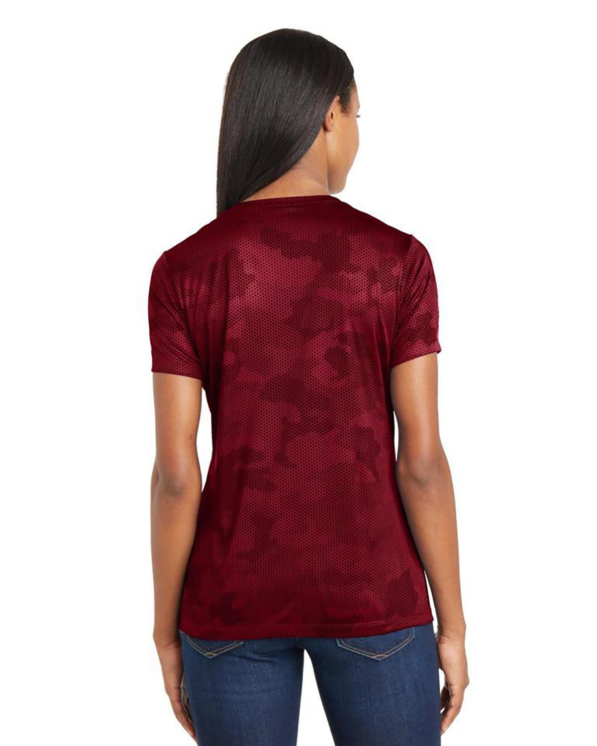 'Sport Tek LST370 Ladies Camohex V Neck T-Shirt'