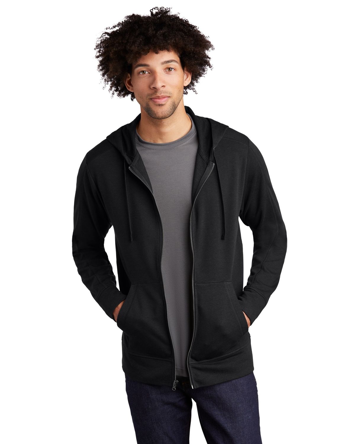 'Sport-Tek ST293 Men's PosiCharge Tri-Blend Wicking Fleece Full Zip Hooded Jacket'