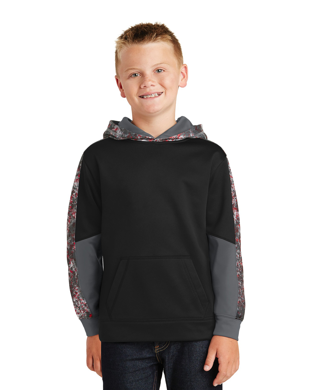 'Sport-Tek YST231 Youth SportWick Mineral Freeze Fleece Colorblock Hooded Pullover'