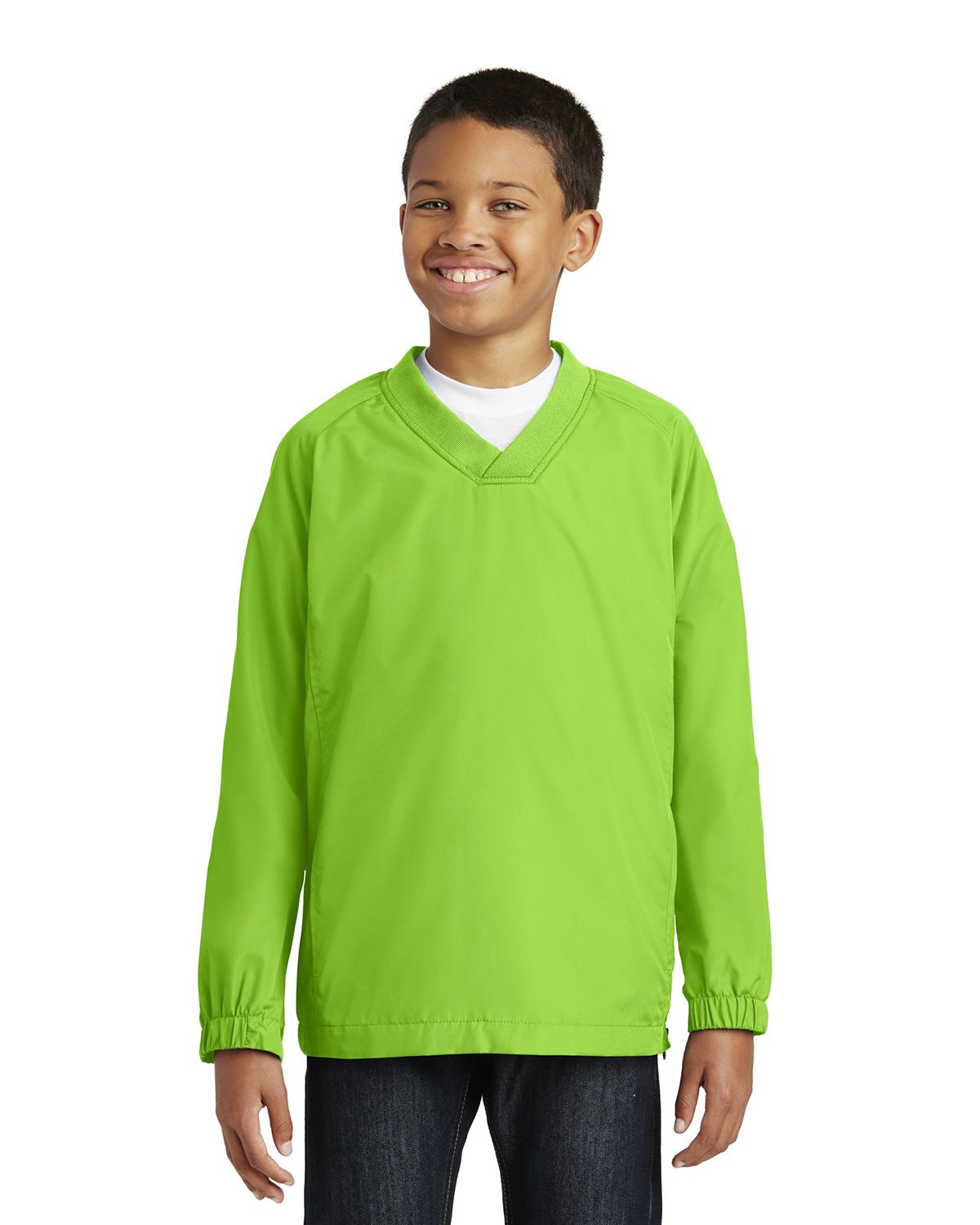 'Sport Tek YST72 Youth V-Neck Raglan Wind Shirt'