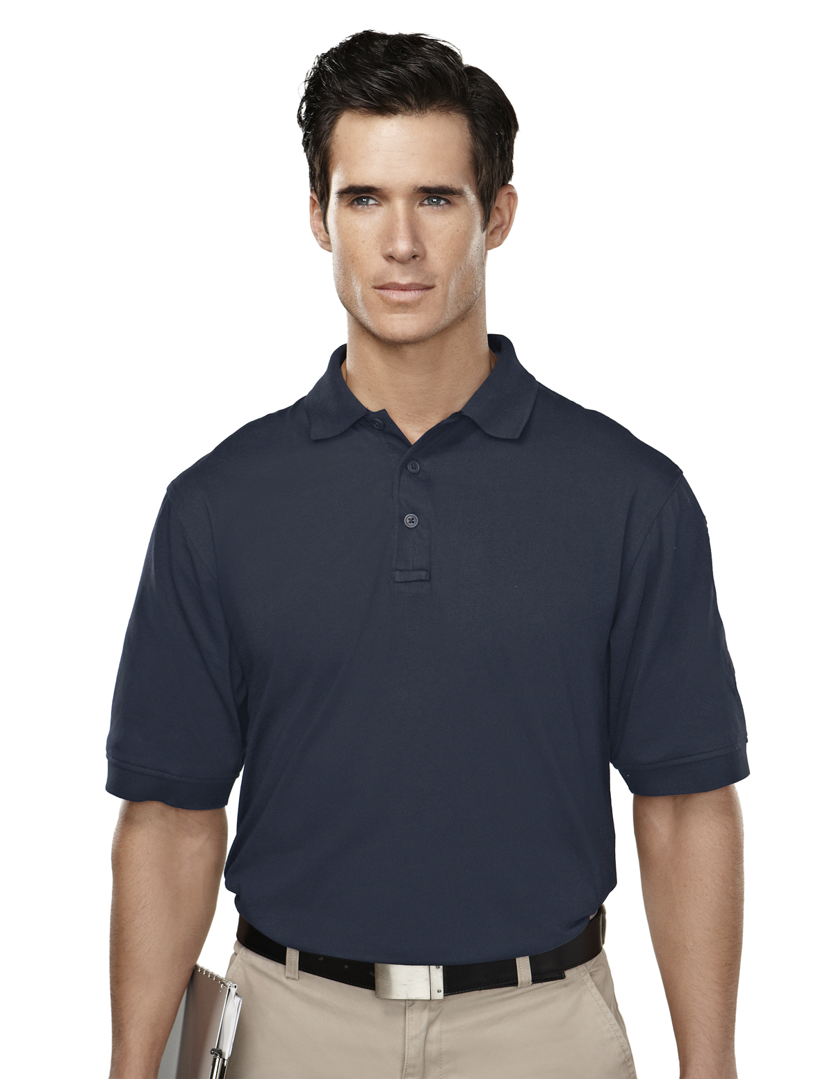 Men's Cotton/Poly 60/40 Knit Polo Shirt, w/ Mic Loops & Pen Pocket