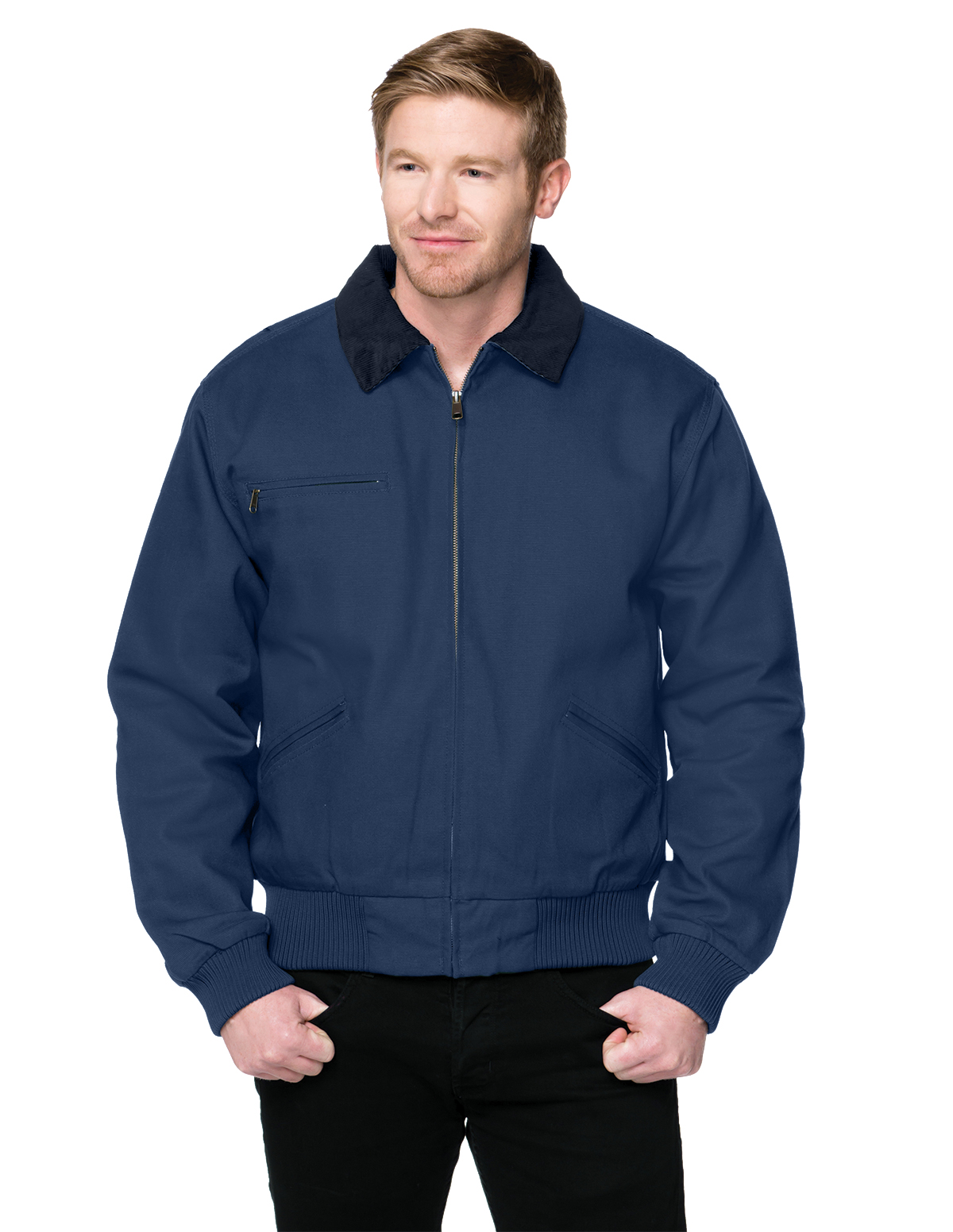 Cotton canvas work jacket with removable wool liner.
