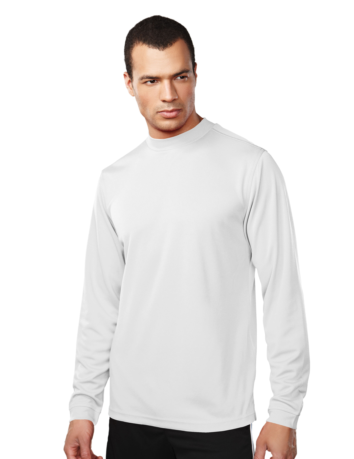 Download Men's 100% Polyester LS Knit Mock Neck Shirt, w/ Self Cuff