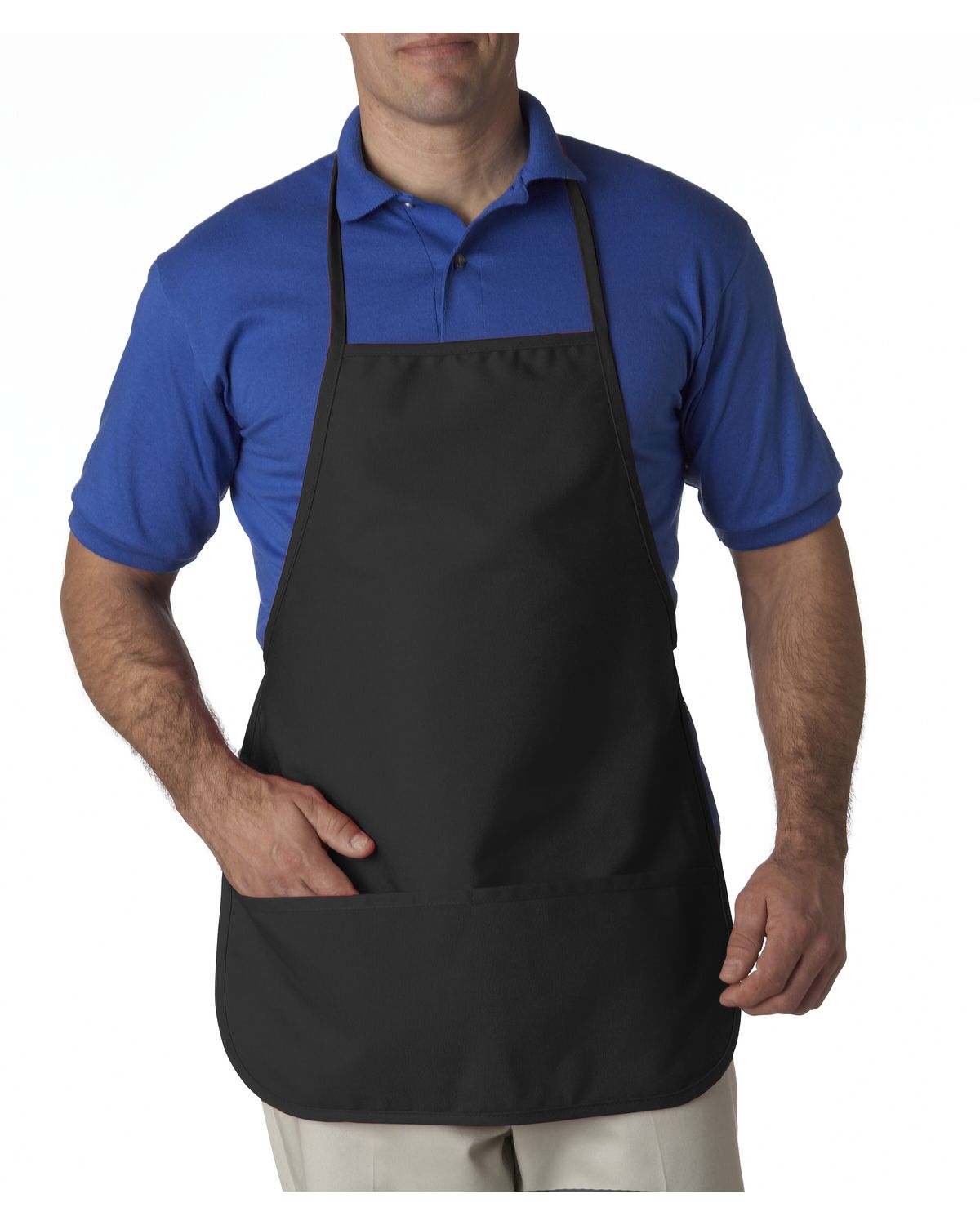 'UltraClub 8201 Large 2 Pocket Bib Apron Black Os'