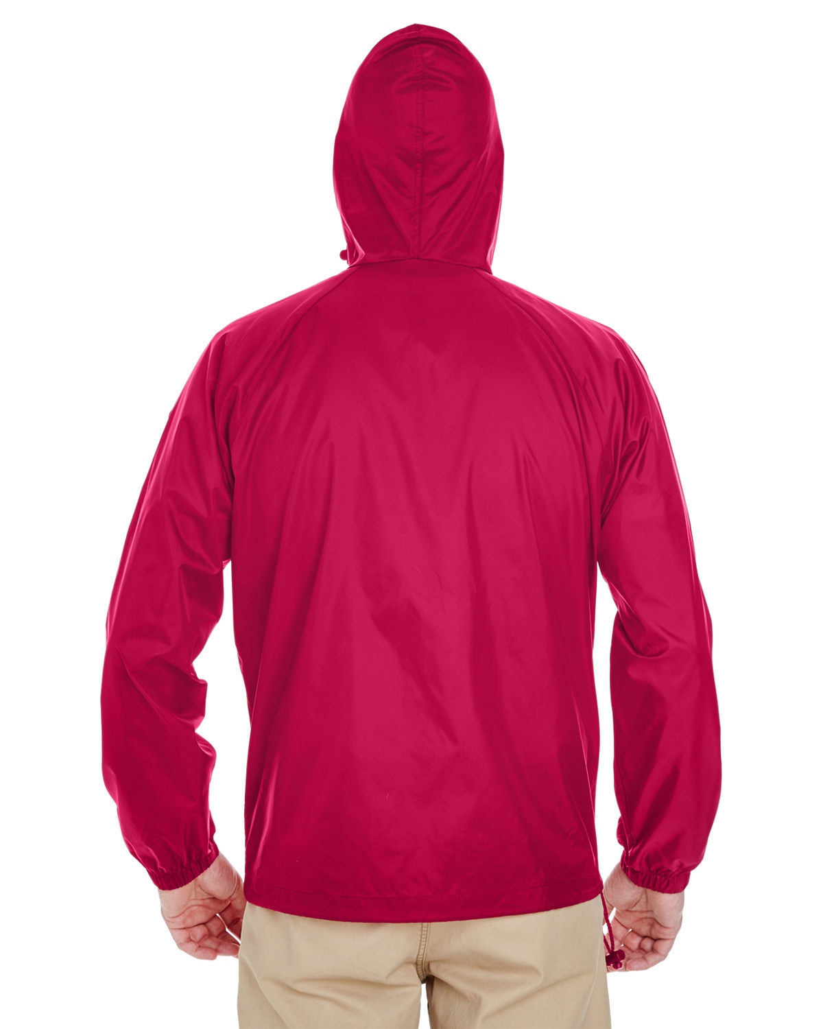 'UltraClub 8925 Adult Quarter-Zip Hooded Pullover Pack-Away Jacket'