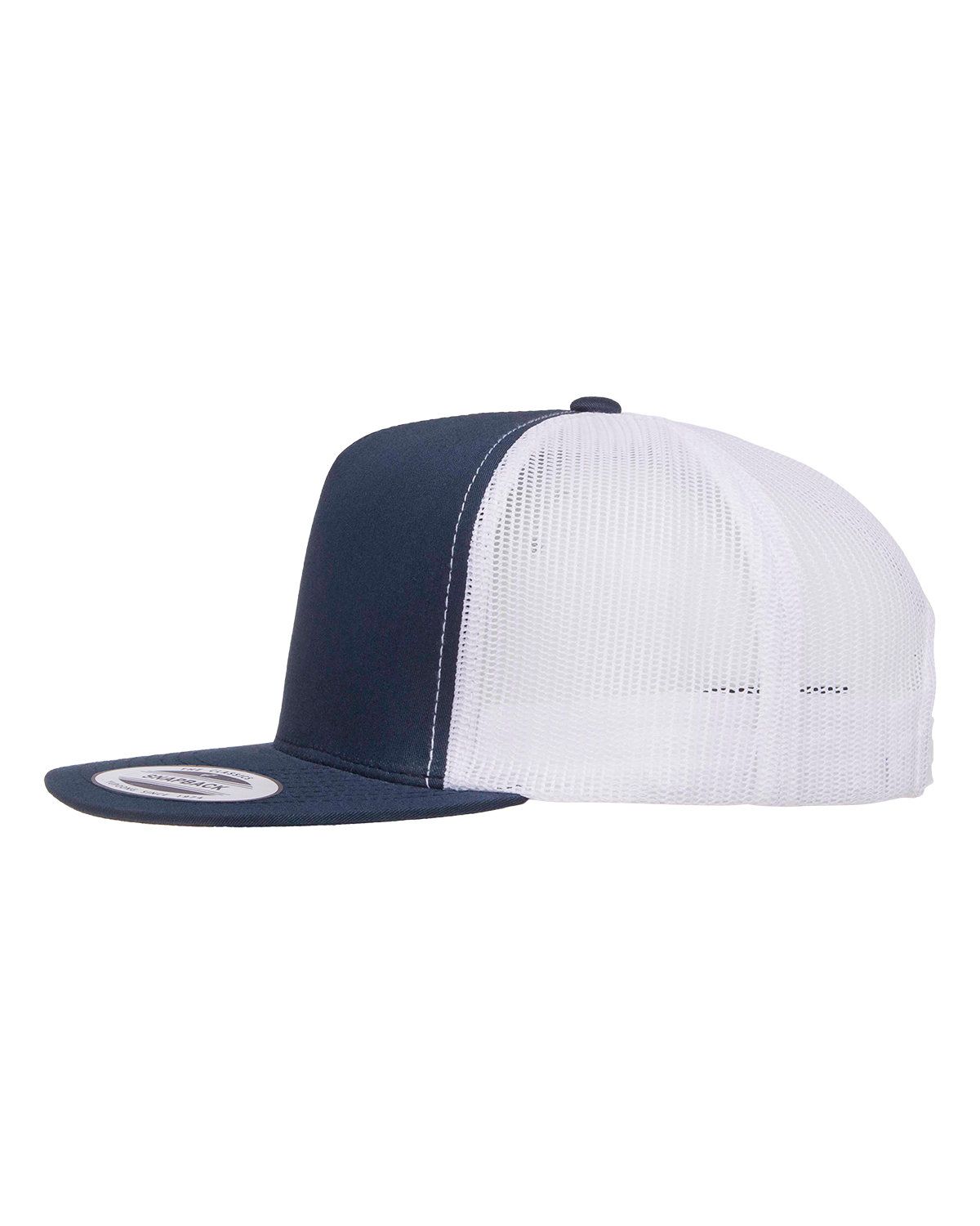 6006W Yupoong Ball Cap Classic Two Tone Trucker Men's, Size: One size, White/Navy